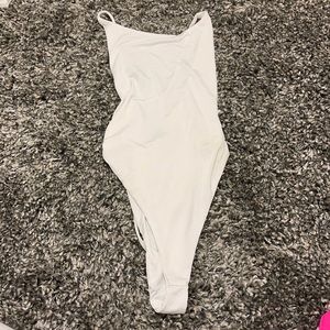 Naked Wardrobe Swim White Cross Back One Piece SM